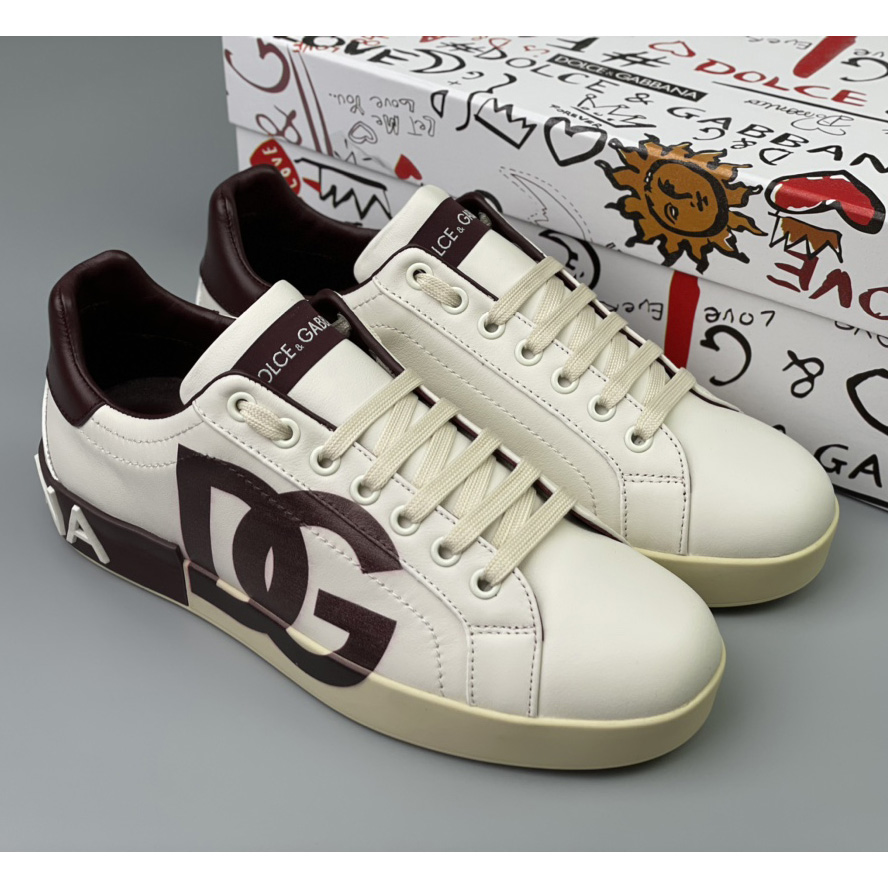 Dolce & Gabbana Calfskin Portofino Sneakers With DG Logo - DopestKickz