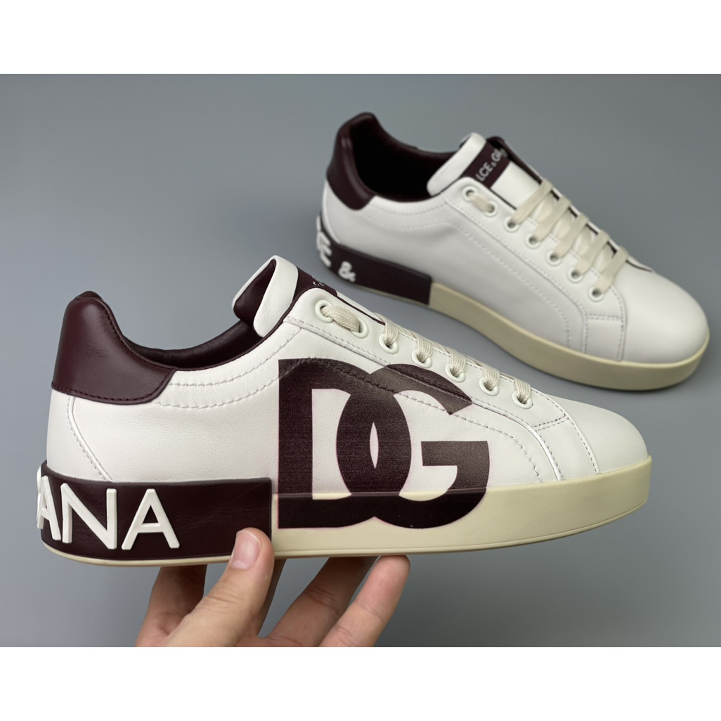 Dolce & Gabbana Calfskin Portofino Sneakers With DG Logo - DopestKickz