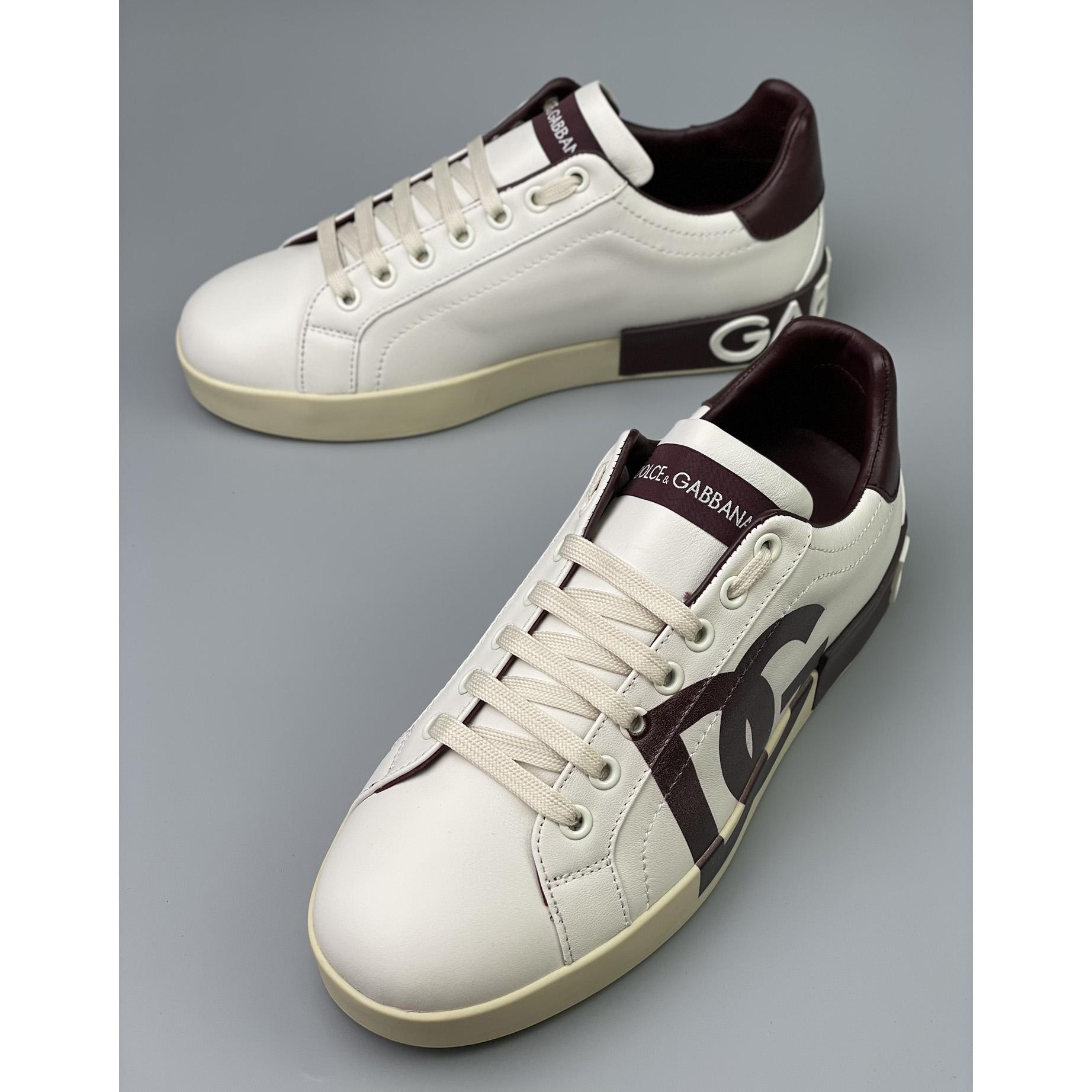 Dolce & Gabbana Calfskin Portofino Sneakers With DG Logo - DopestKickz