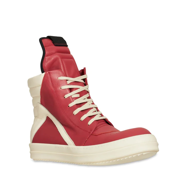 Rick Owens Red Geobasket High-Top Sneakers - DopestKickz