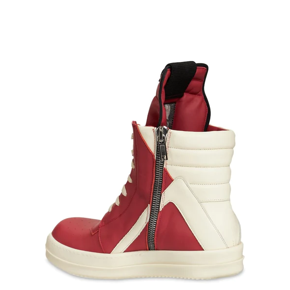 Rick Owens Red Geobasket High-Top Sneakers - DopestKickz