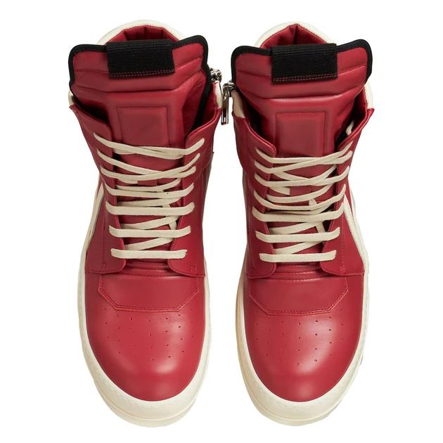 Rick Owens Red Geobasket High-Top Sneakers - DopestKickz