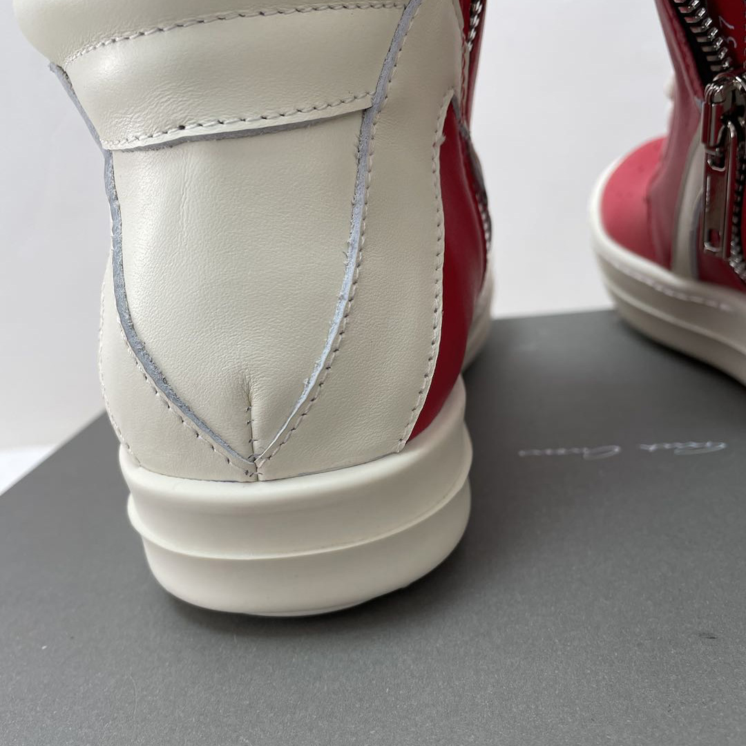 Rick Owens Red Geobasket High-Top Sneakers - DopestKickz