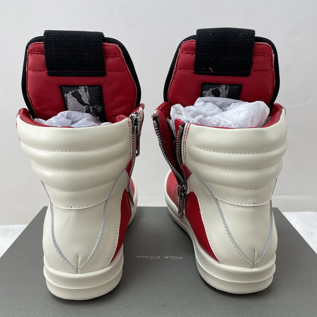 Rick Owens Red Geobasket High-Top Sneakers - DopestKickz