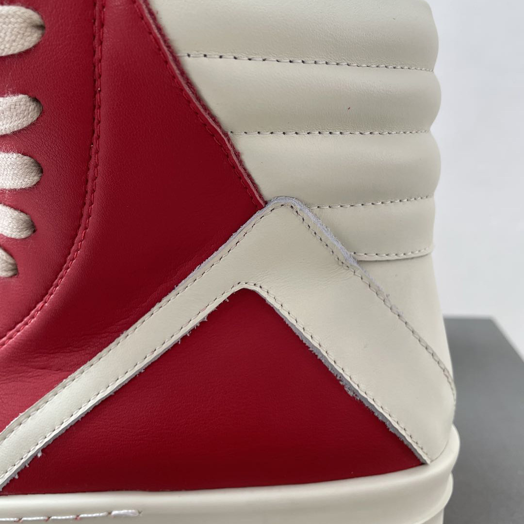 Rick Owens Red Geobasket High-Top Sneakers - DopestKickz