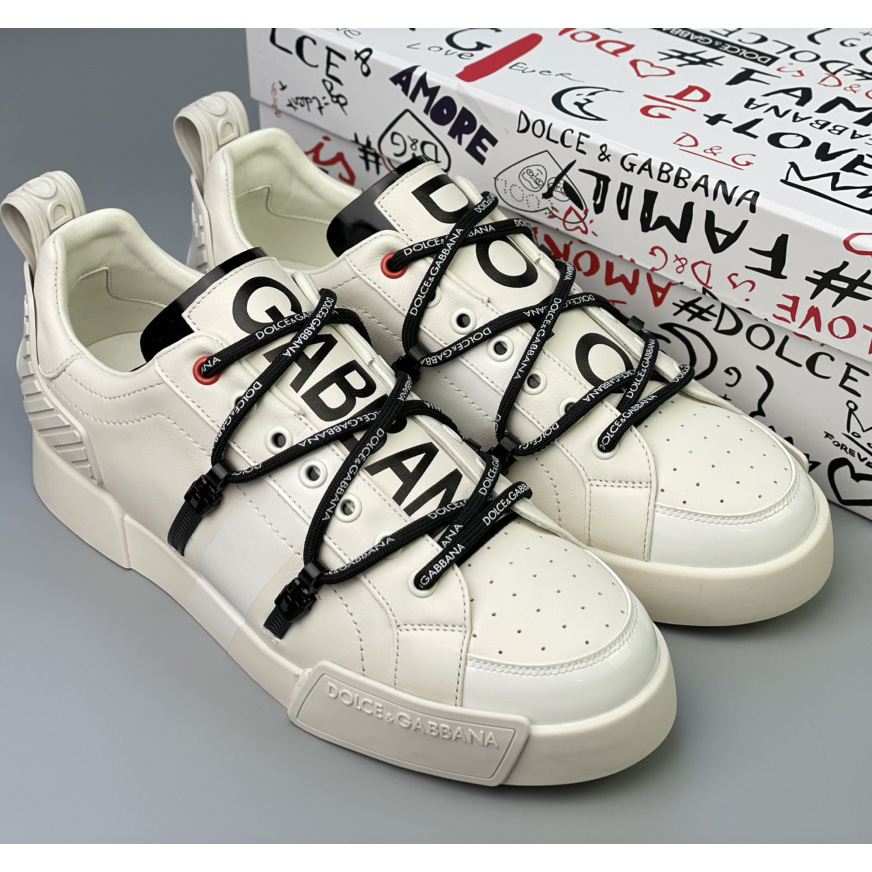 Dolce & Gabbana Portofino Sneakers In Calfskin And Patent Leather - DopestKickz