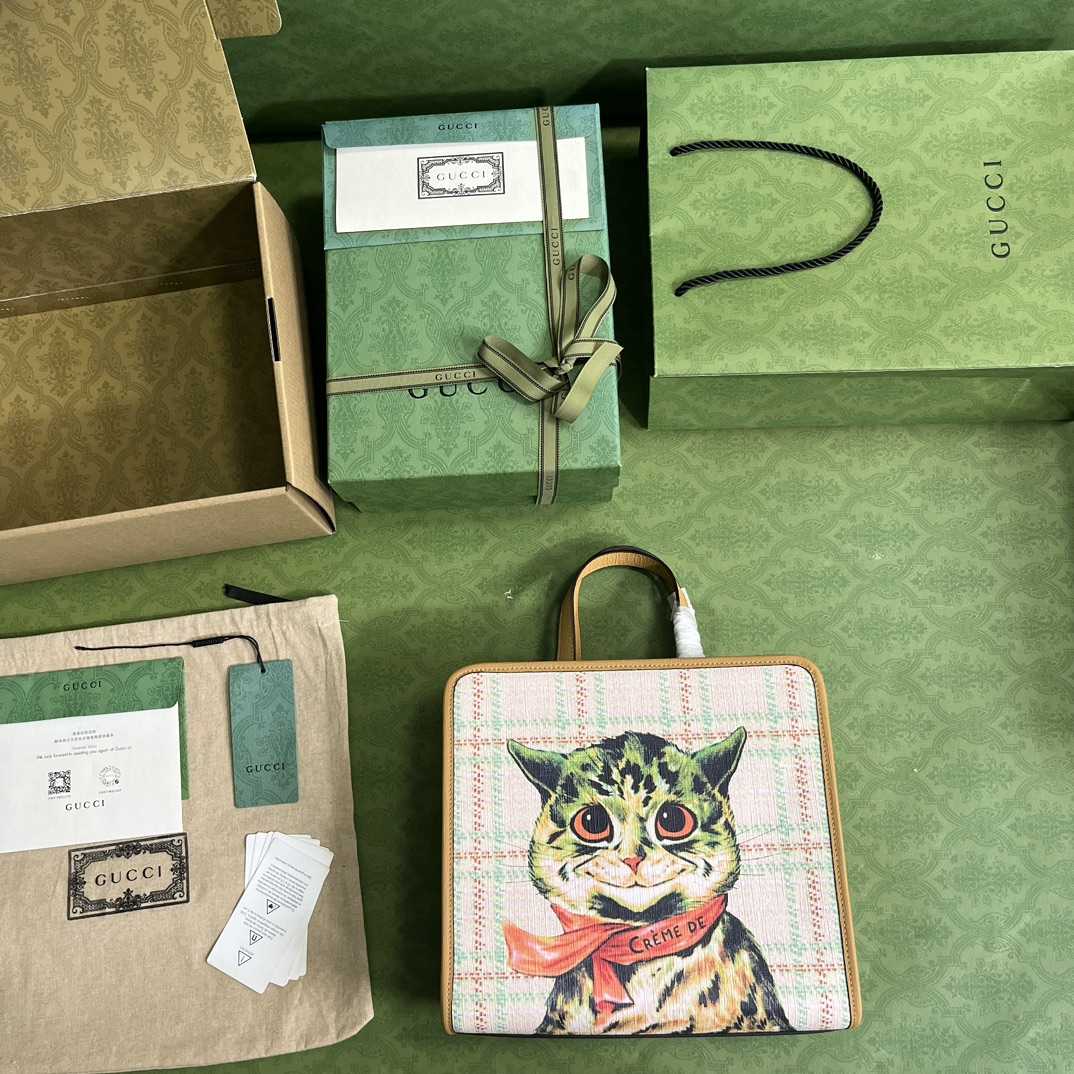 Gucci Children's Top-handle Bag With Cat Print(28.5-25-11cm) - DopestKickz