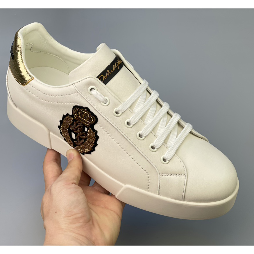 Dolce & Gabbana Calfskin Nappa Portofino Sneakers With Crown Patch - DopestKickz