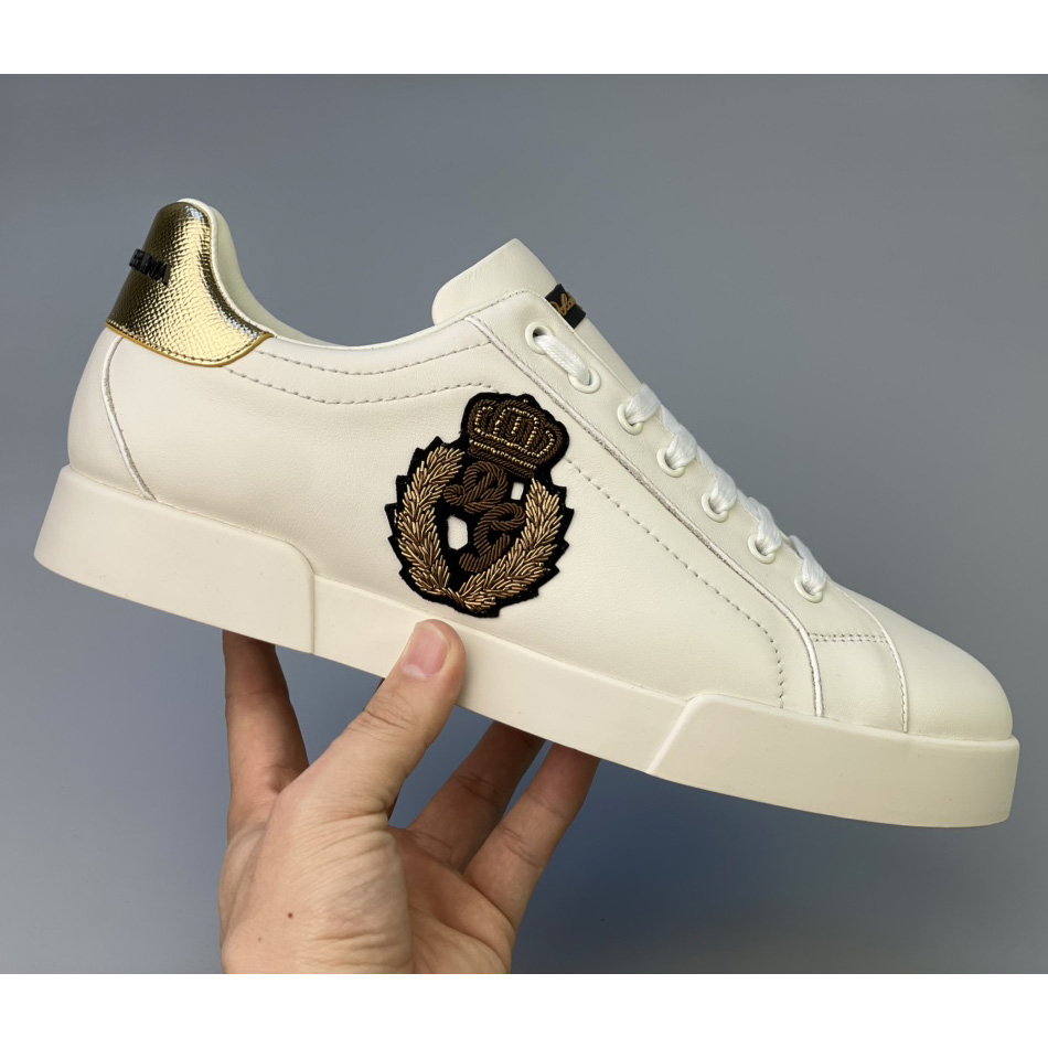Dolce & Gabbana Calfskin Nappa Portofino Sneakers With Crown Patch - DopestKickz