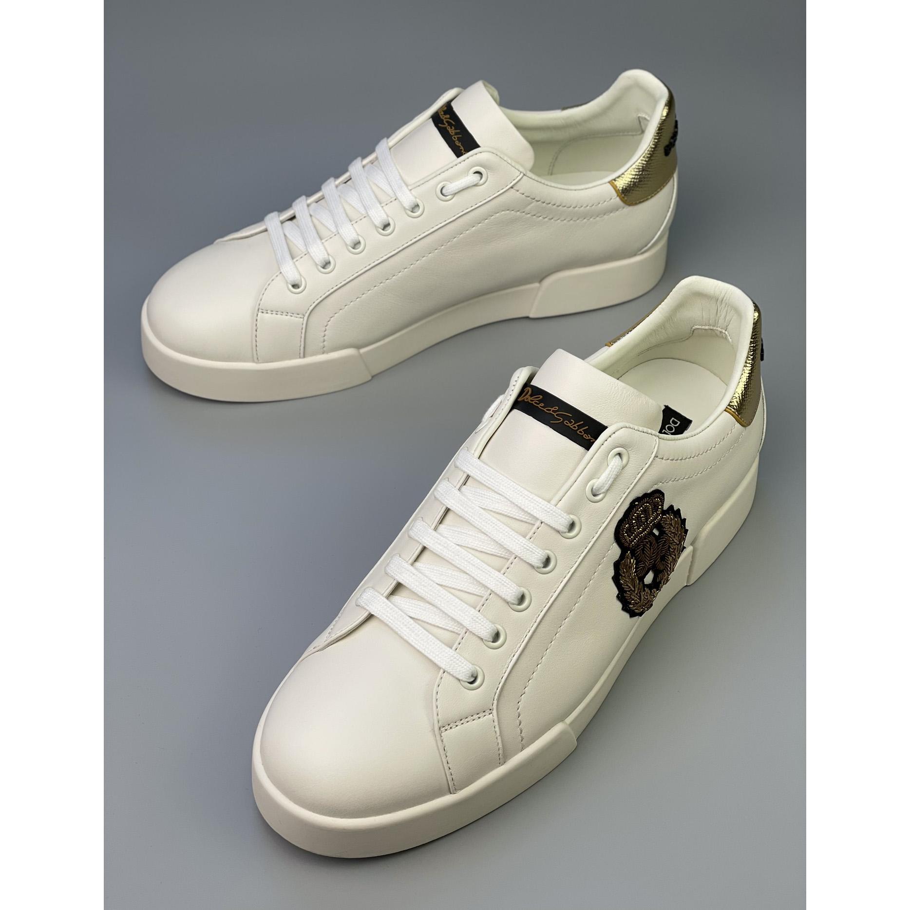 Dolce & Gabbana Calfskin Nappa Portofino Sneakers With Crown Patch - DopestKickz