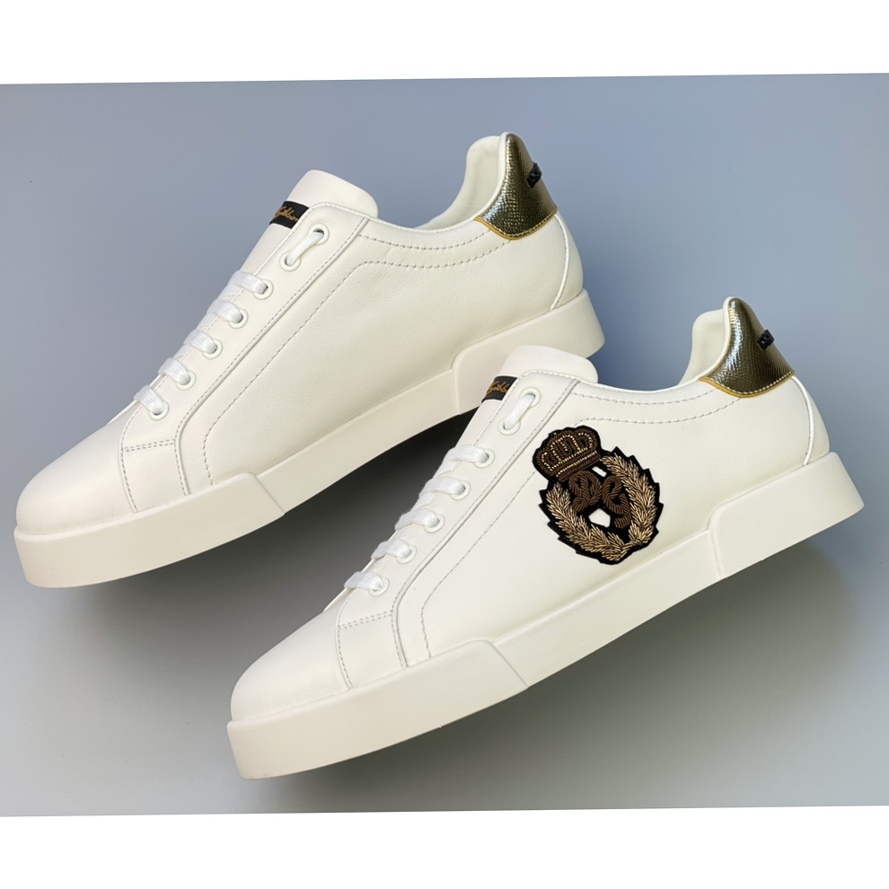 Dolce & Gabbana Calfskin Nappa Portofino Sneakers With Crown Patch - DopestKickz
