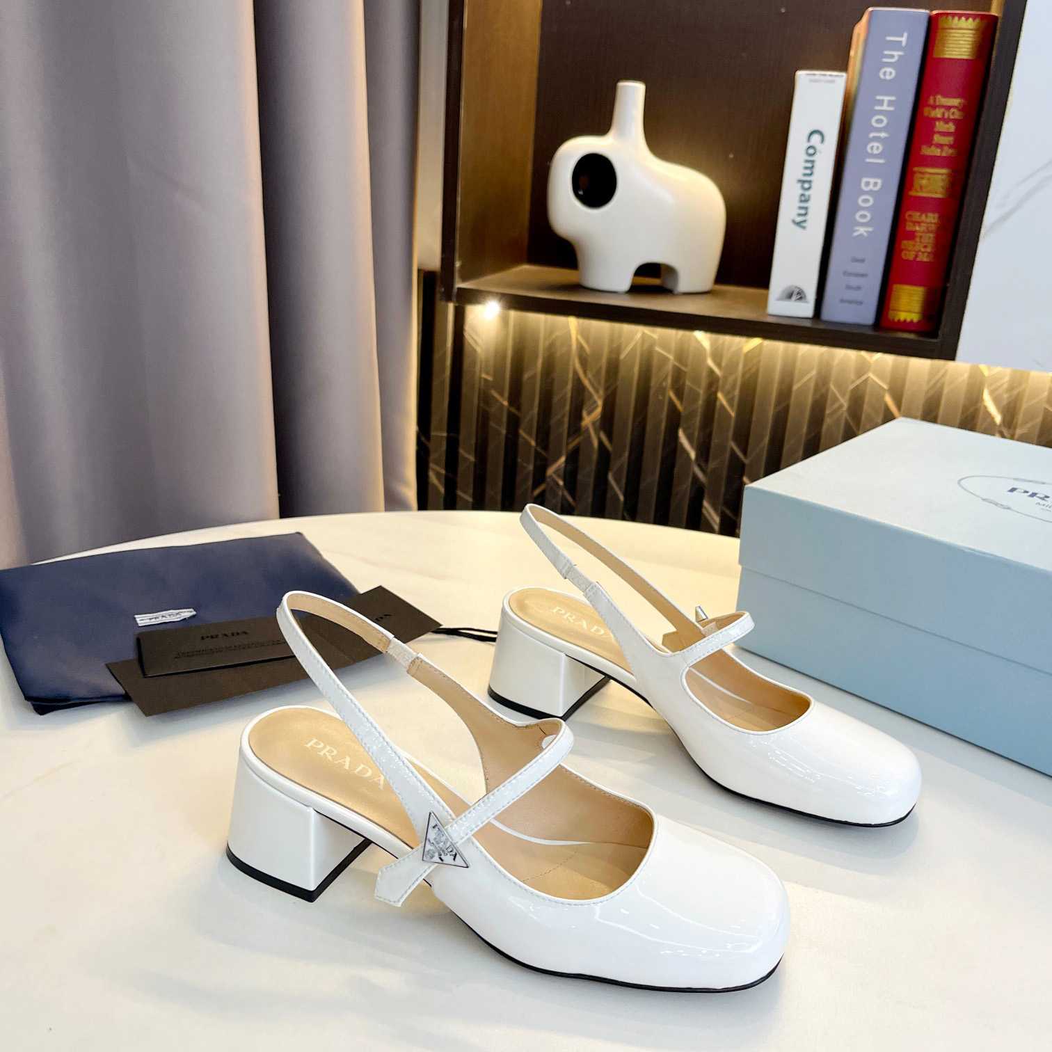 Prada Triangle Logo Leather Slingback Pumps - DopestKickz