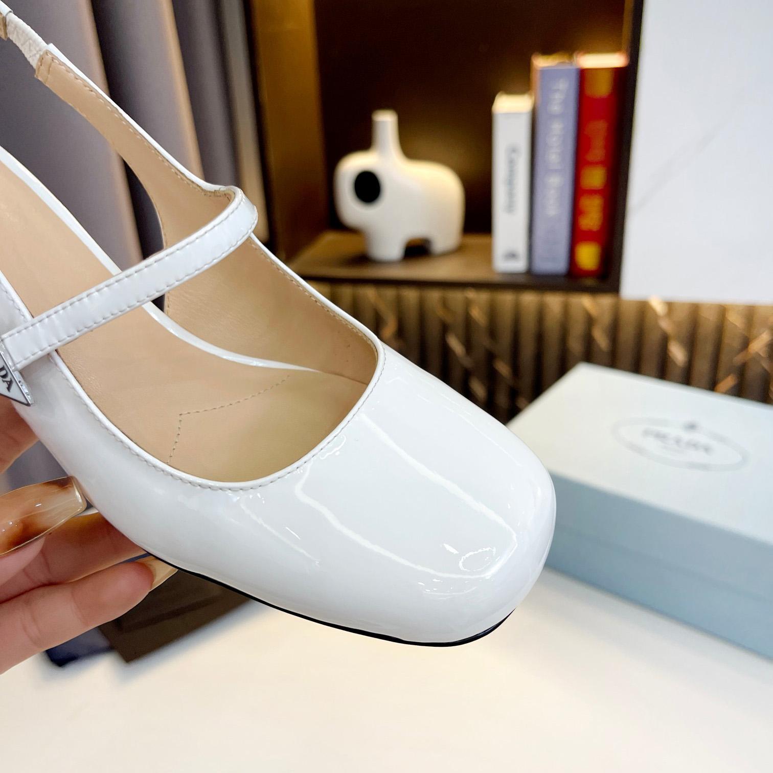 Prada Triangle Logo Leather Slingback Pumps - DopestKickz