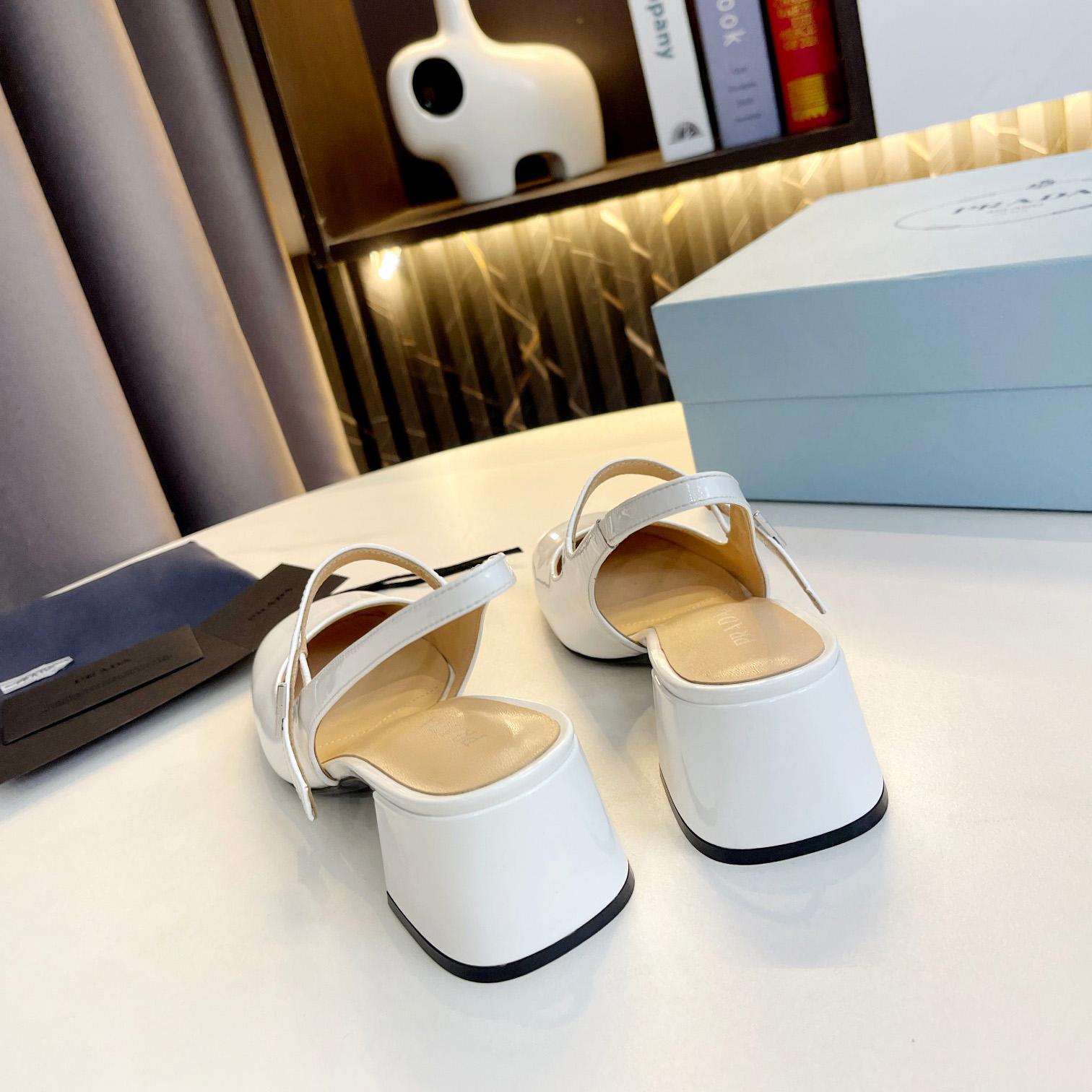 Prada Triangle Logo Leather Slingback Pumps - DopestKickz