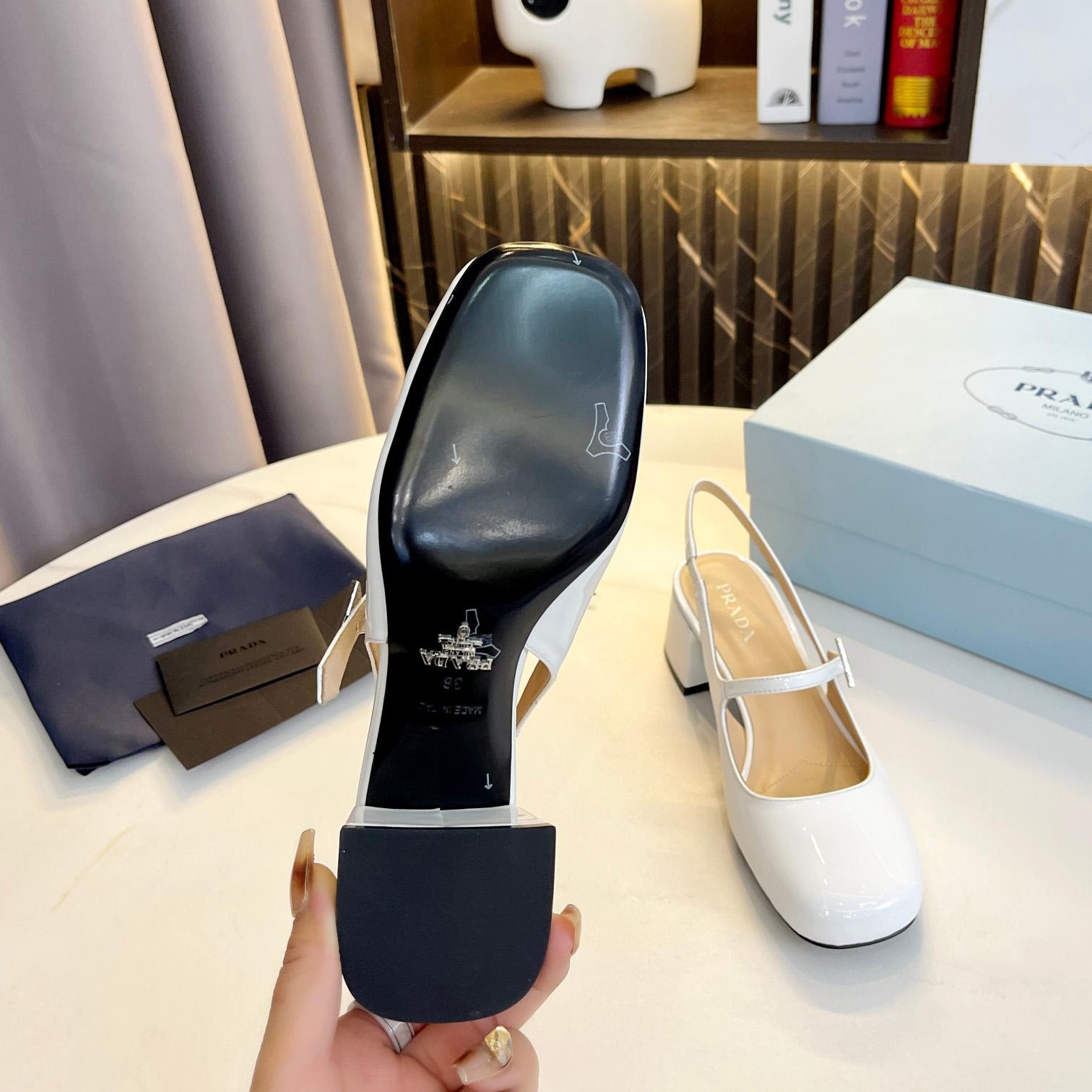 Prada Triangle Logo Leather Slingback Pumps - DopestKickz