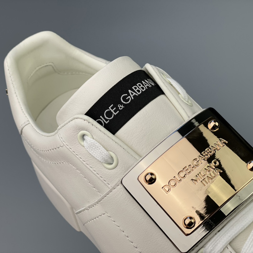 Dolce & Gabbana Calfskin Portofino Sneakers With Branded Tag - DopestKickz