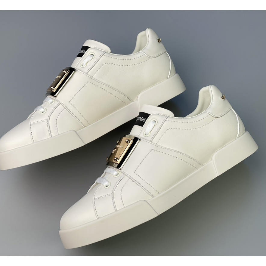Dolce & Gabbana Calfskin Portofino Sneakers With Branded Tag - DopestKickz