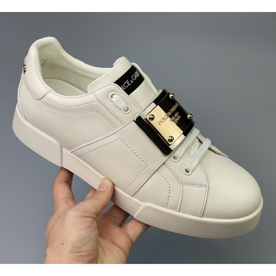 Dolce & Gabbana Calfskin Portofino Sneakers With Branded Tag - DopestKickz