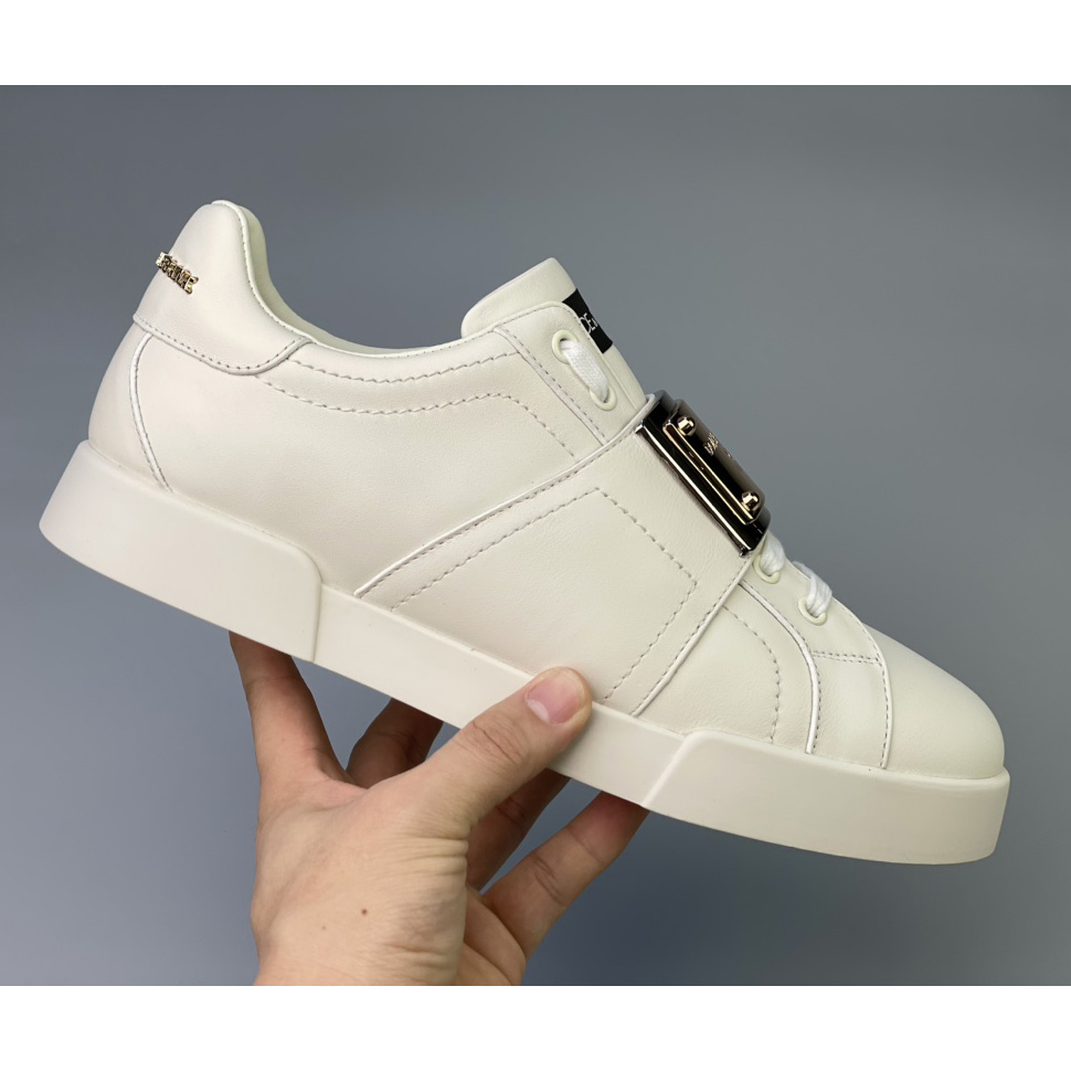 Dolce & Gabbana Calfskin Portofino Sneakers With Branded Tag - DopestKickz