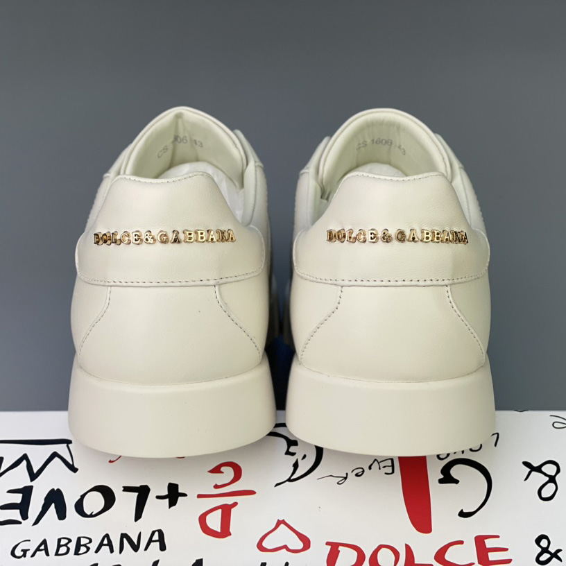 Dolce & Gabbana Calfskin Portofino Sneakers With Branded Tag - DopestKickz