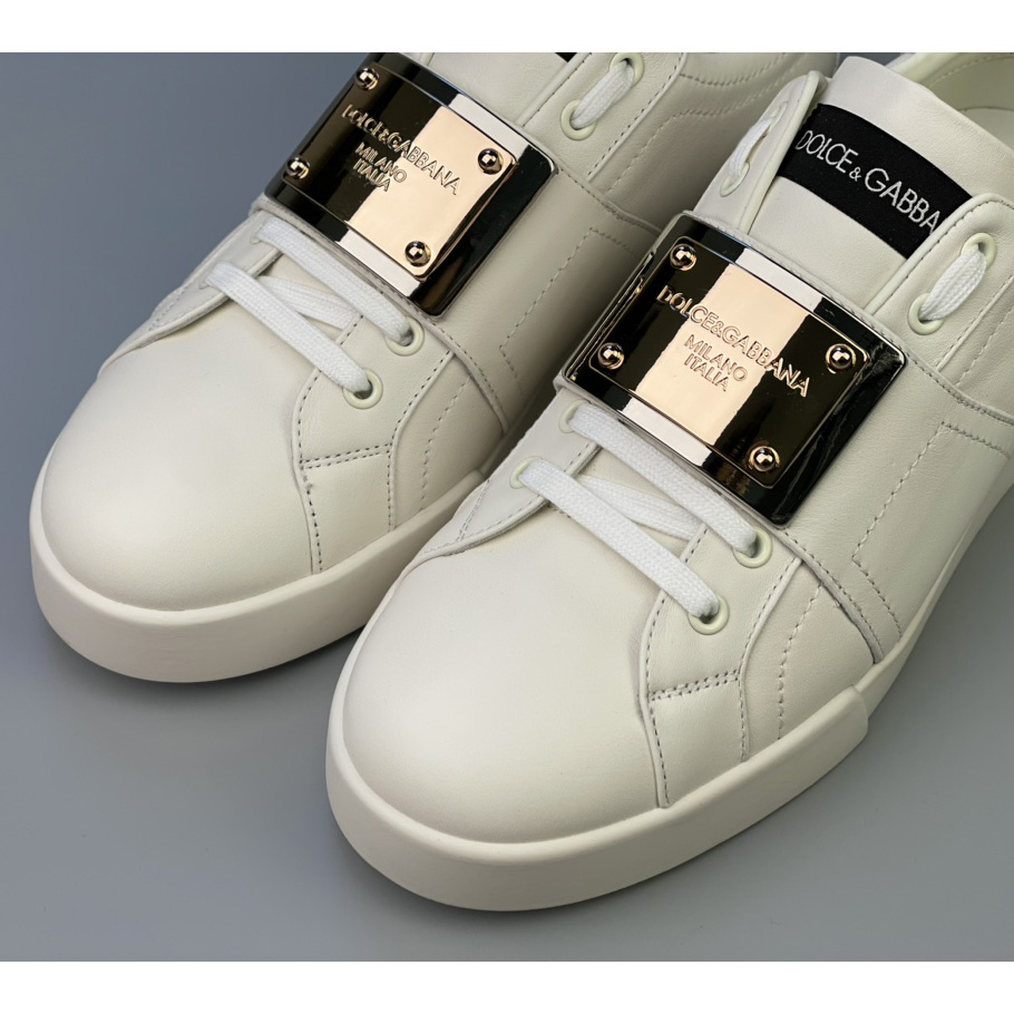 Dolce & Gabbana Calfskin Portofino Sneakers With Branded Tag - DopestKickz