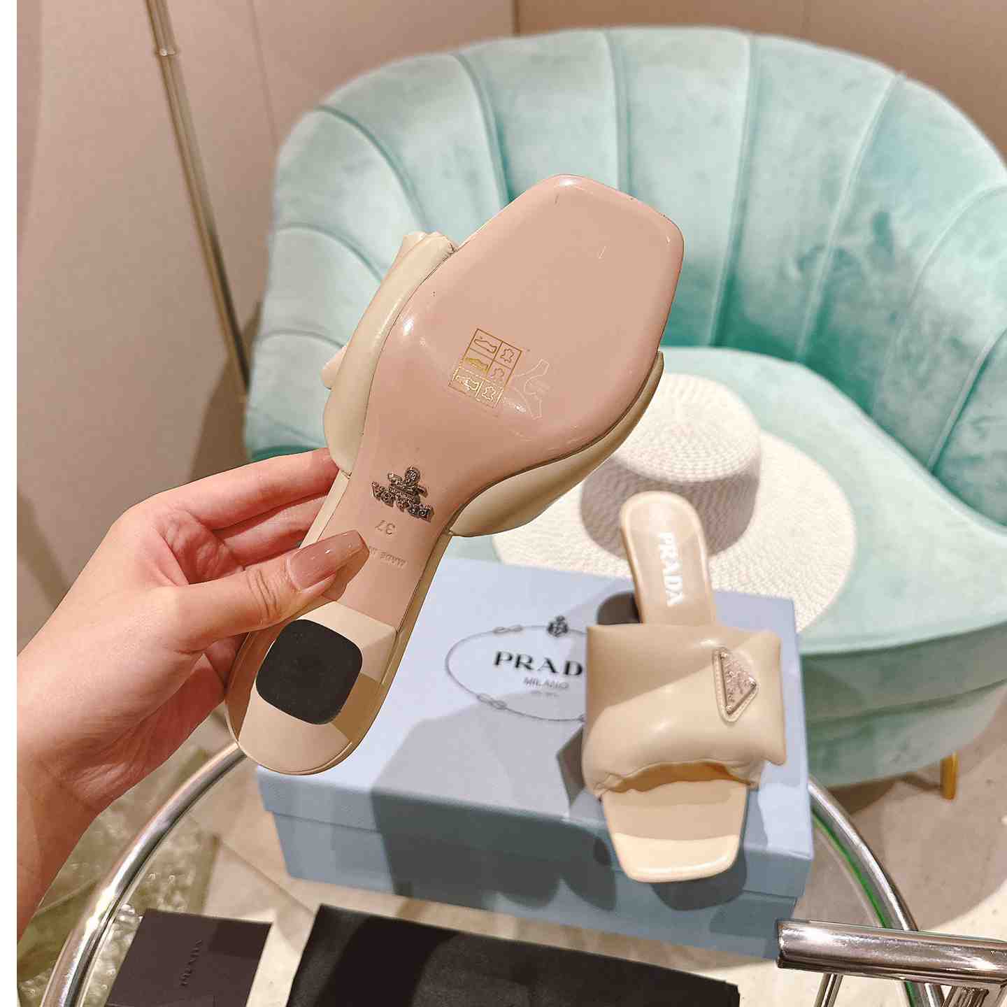 Prada Soft Padded Nappa Sandals - DopestKickz