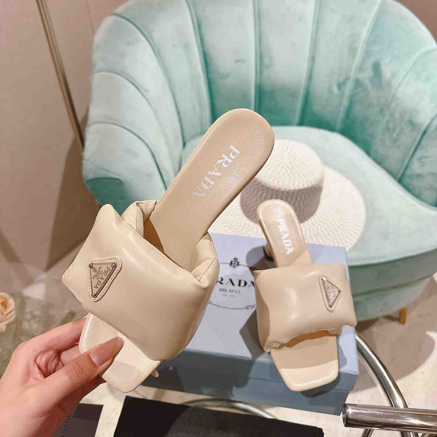 Prada Soft Padded Nappa Sandals - DopestKickz