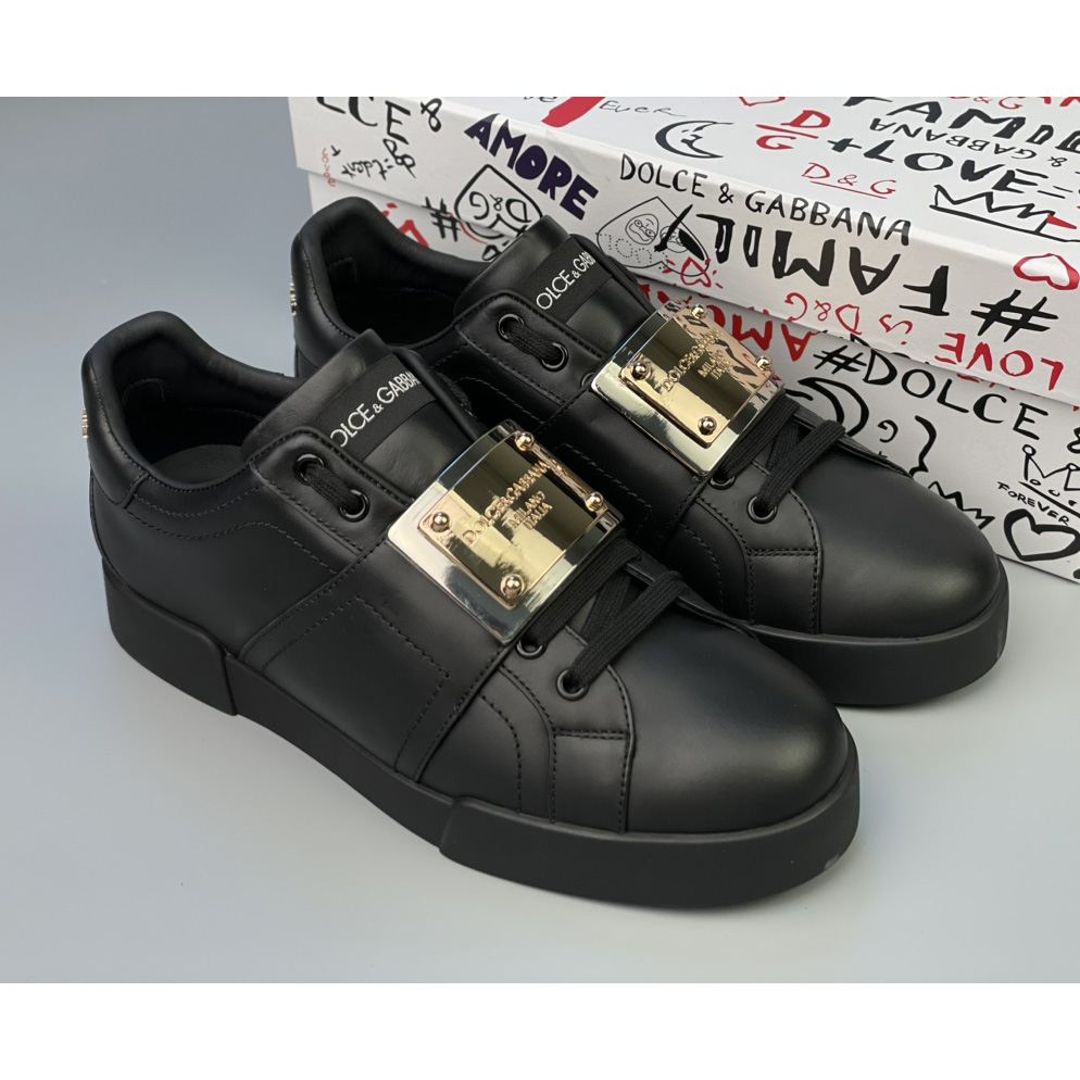 Dolce & Gabbana Calfskin Portofino Sneakers With Branded Tag - DopestKickz