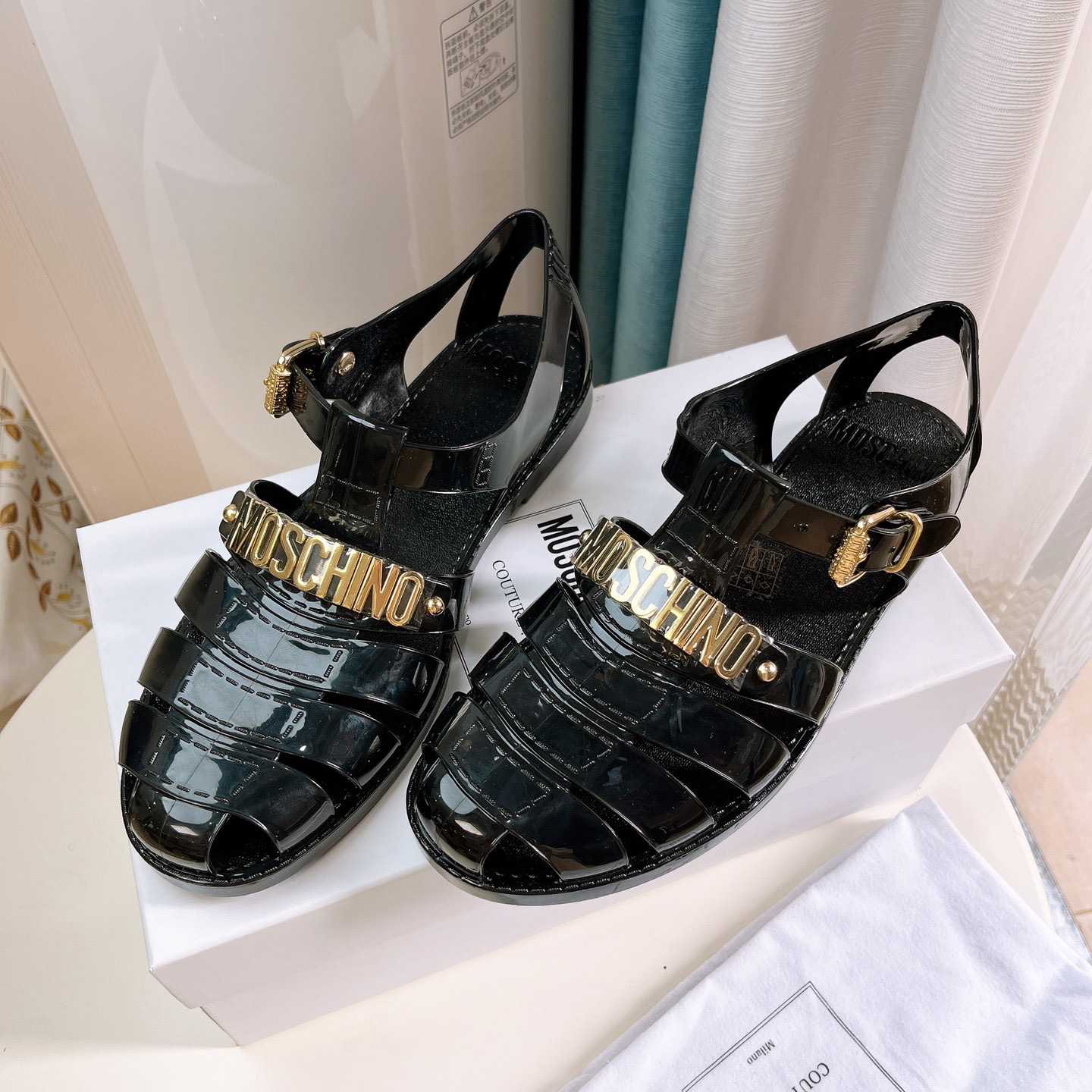 Moschino Logo-plaque Closed-Toe Sandals - DopestKickz
