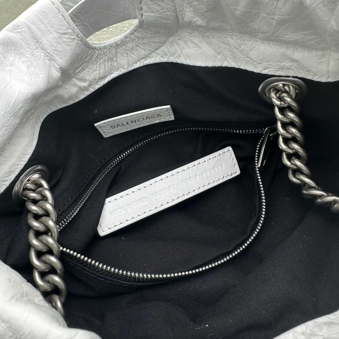 Balenciaga Women's Crush Small Tote Bag In Optic White - DopestKickz