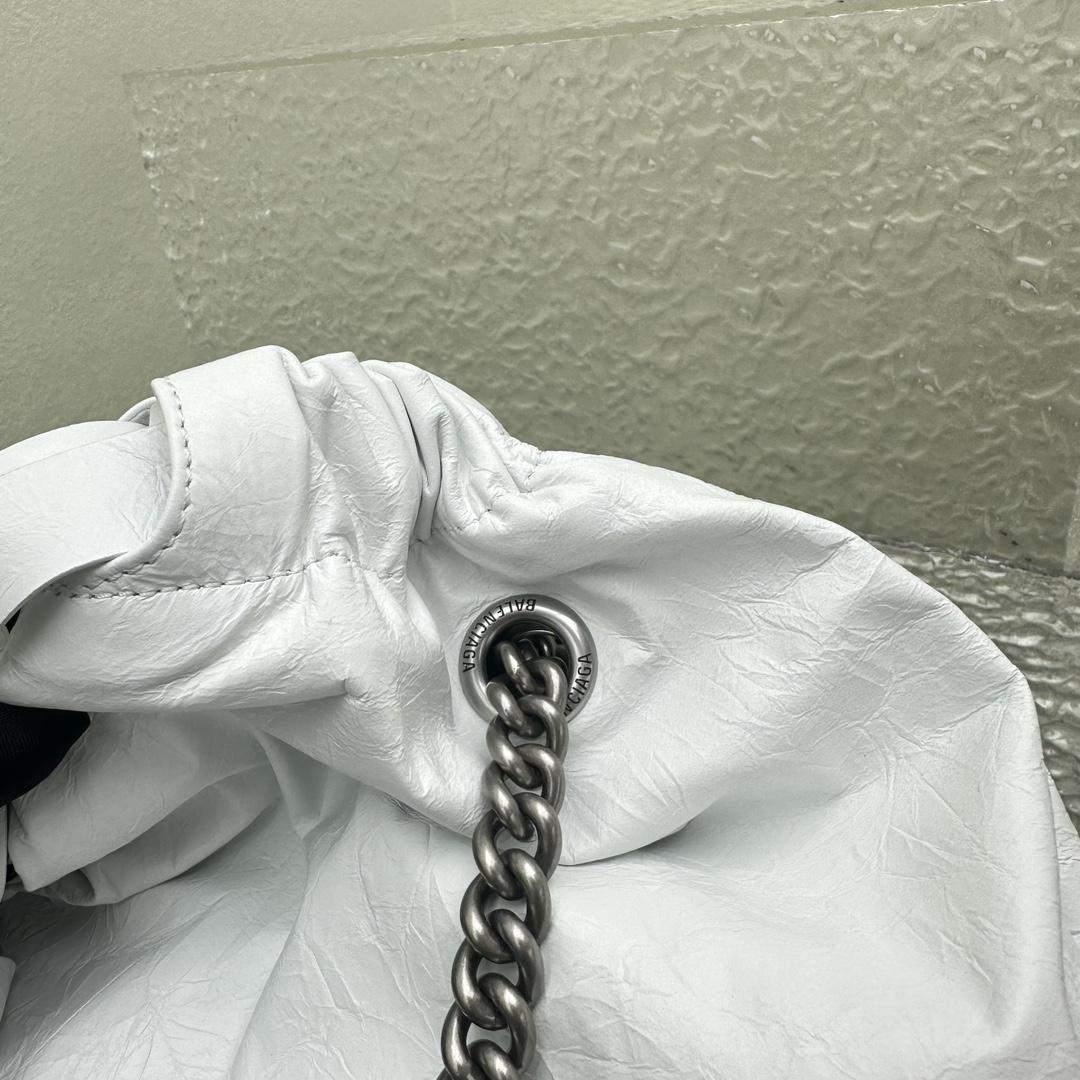 Balenciaga Women's Crush Small Tote Bag In Optic White - DopestKickz