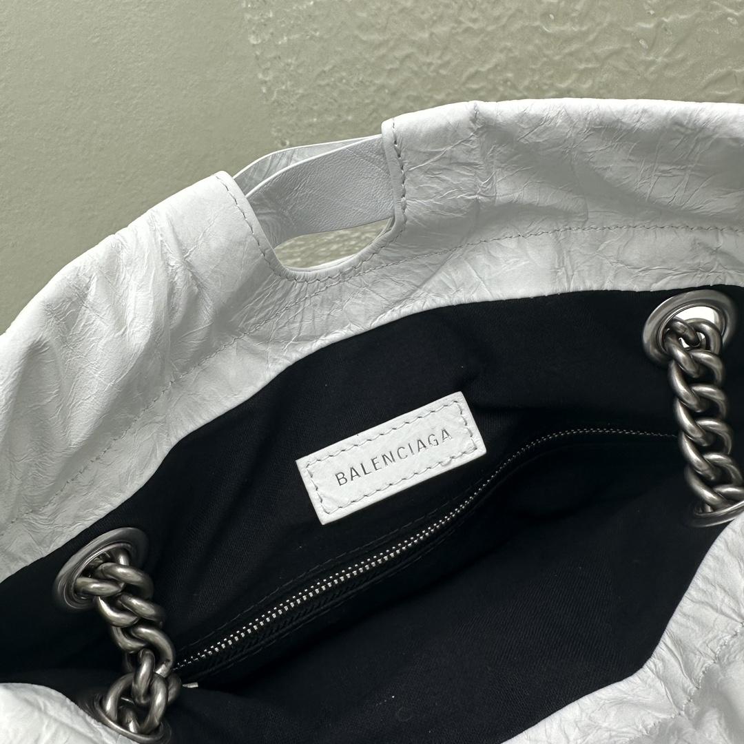 Balenciaga Women's Crush Small Tote Bag In Optic White - DopestKickz