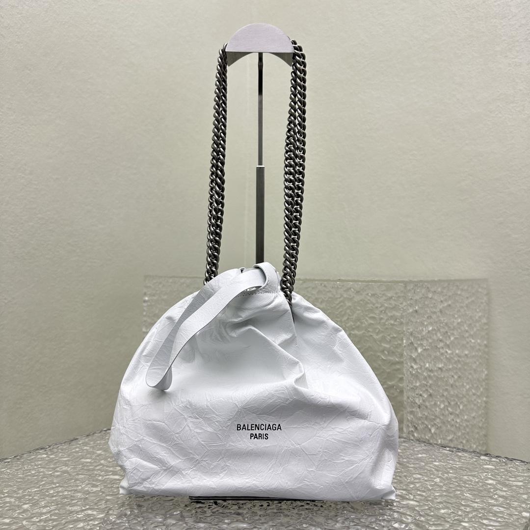Balenciaga Women's Crush Small Tote Bag In Optic White - DopestKickz