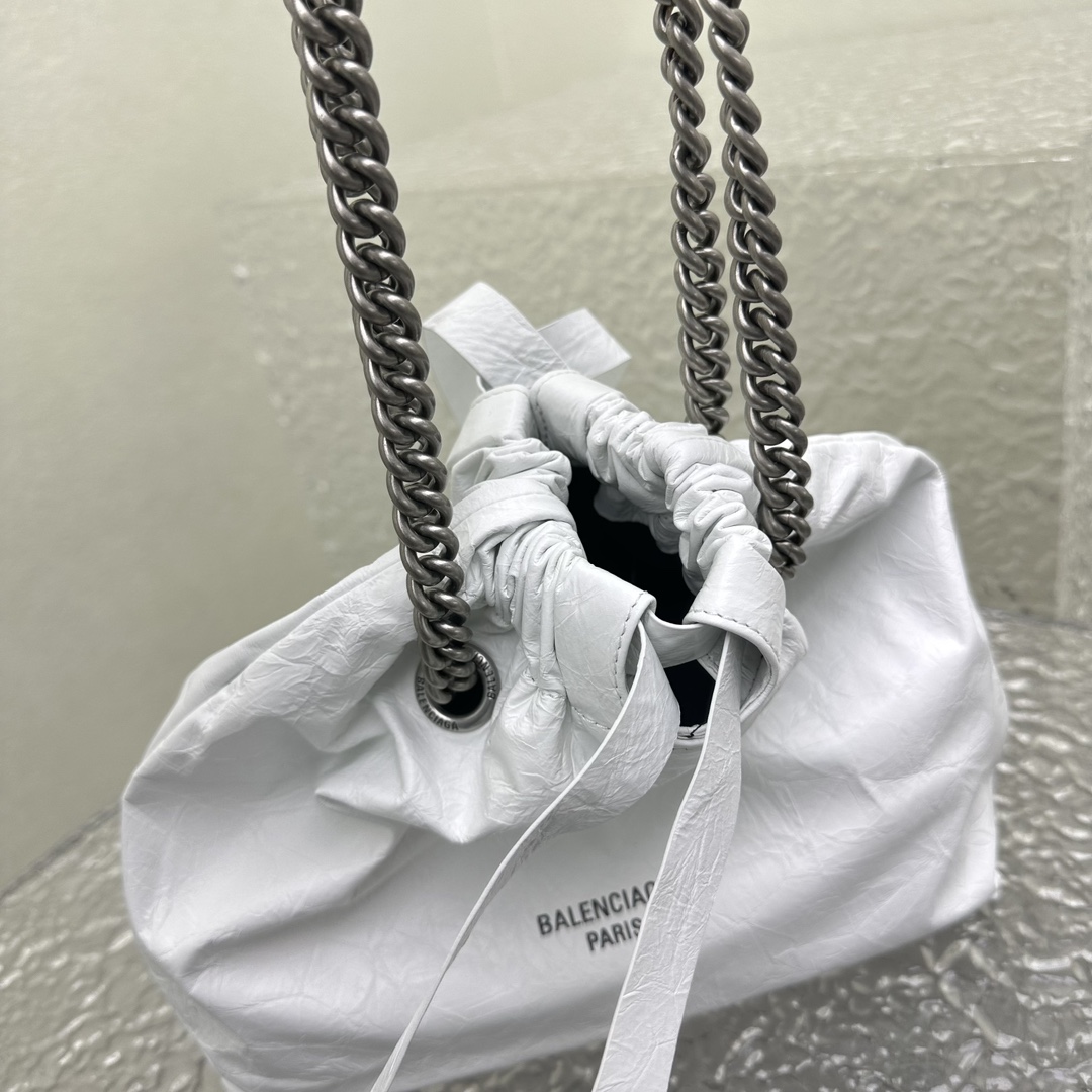 Balenciaga Women's Crush Small Tote Bag In Optic White - DopestKickz