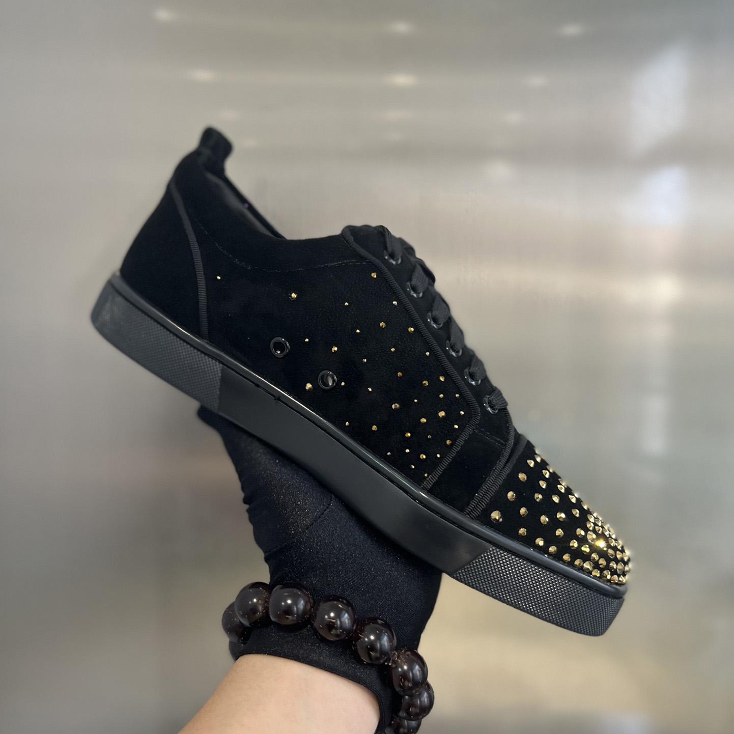 Christian Louboutin Men's Degralouis Junior Strass Flat Low-Top Sneakers - DopestKickz