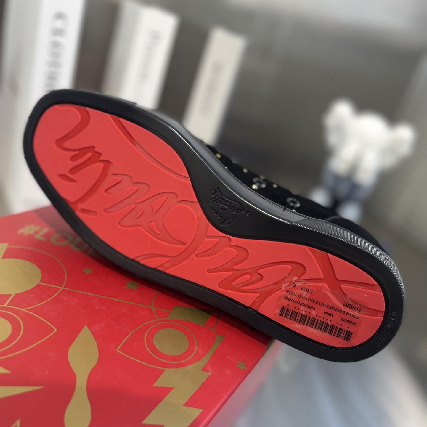 Christian Louboutin Men's Degralouis Junior Strass Flat Low-Top Sneakers - DopestKickz