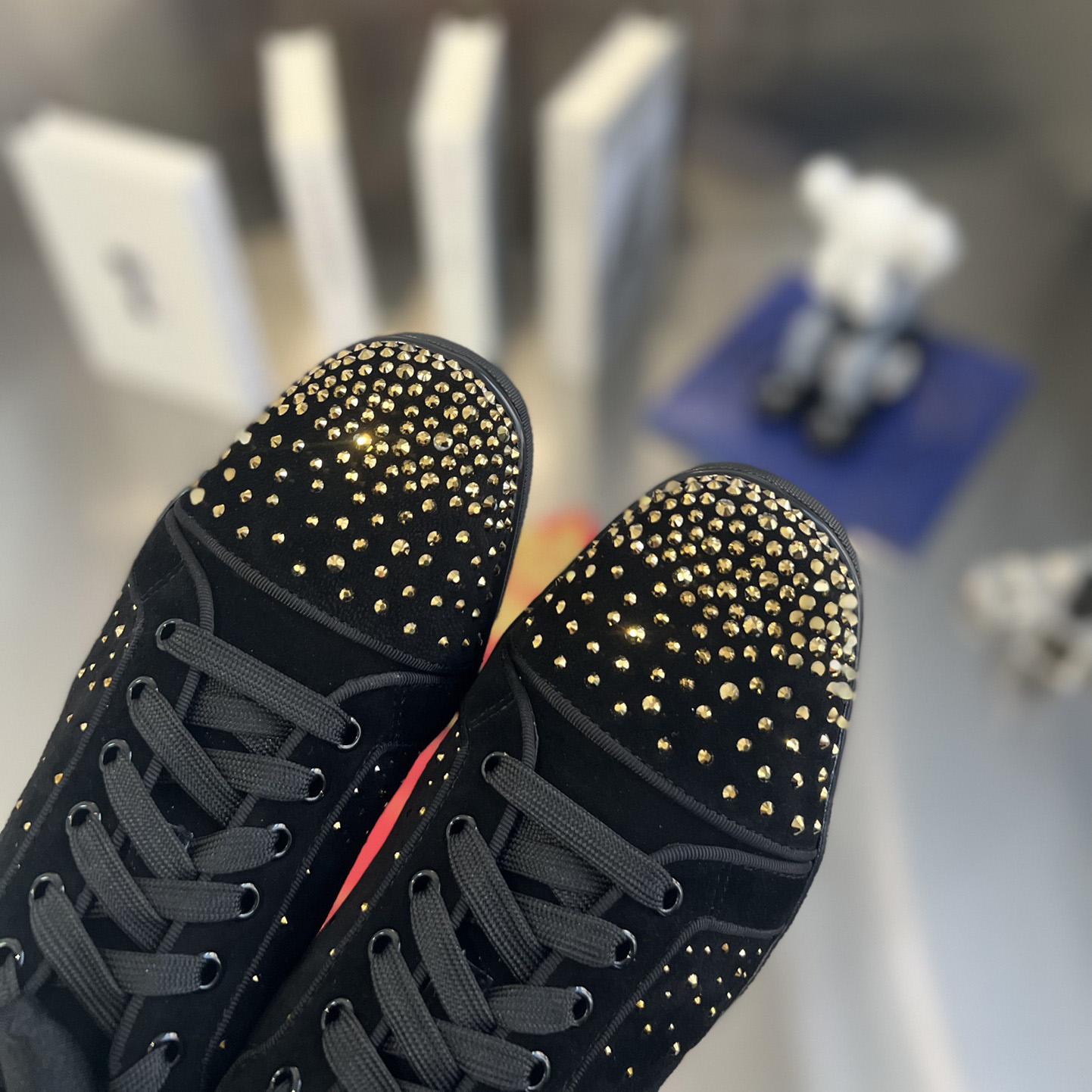 Christian Louboutin Men's Degralouis Junior Strass Flat Low-Top Sneakers - DopestKickz