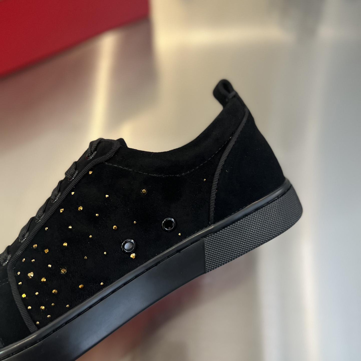 Christian Louboutin Men's Degralouis Junior Strass Flat Low-Top Sneakers - DopestKickz