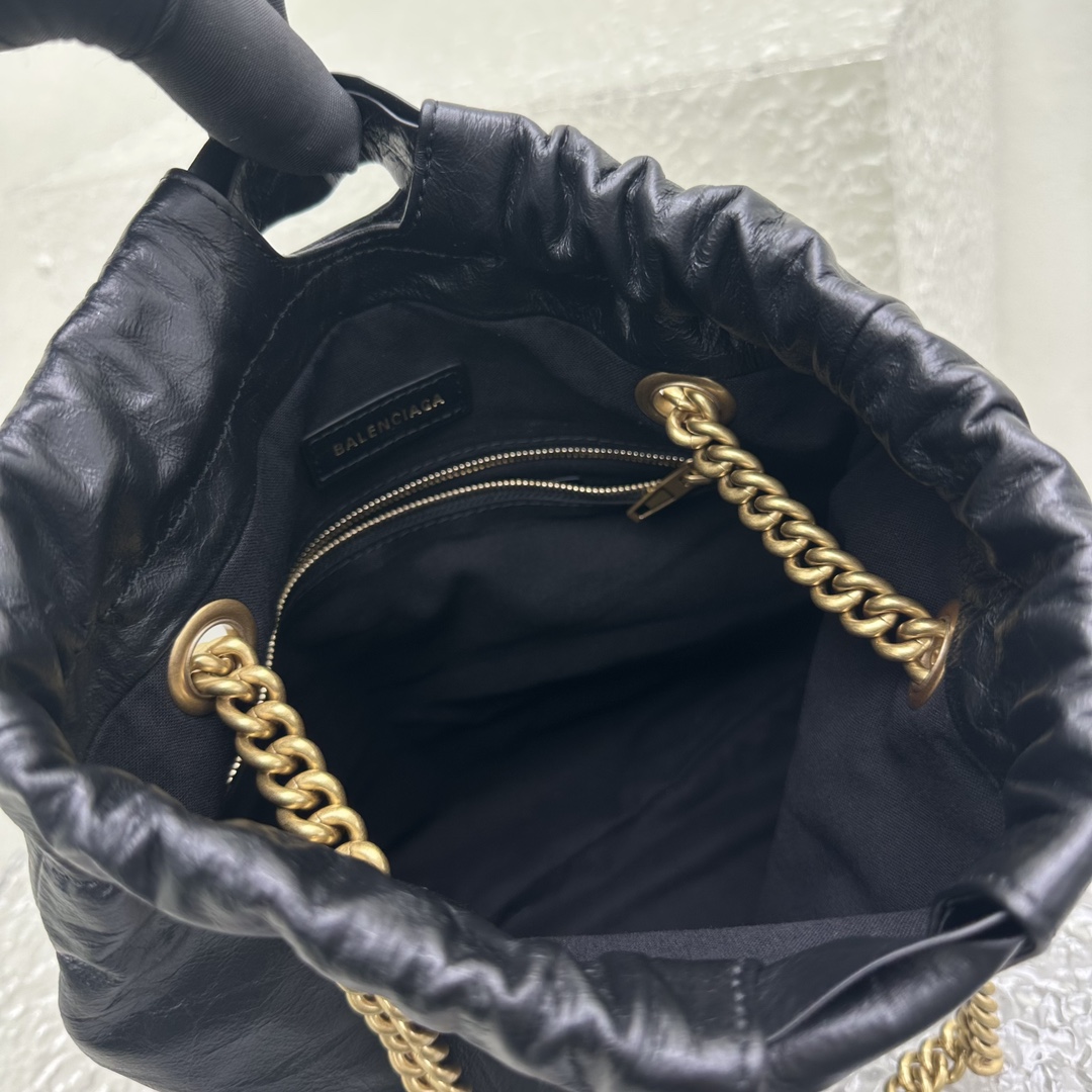Balenciaga Women's Crush Small Tote Bag In Black - DopestKickz