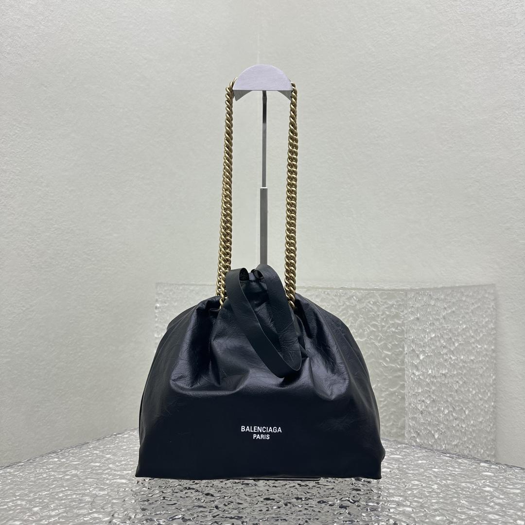 Balenciaga Women's Crush Small Tote Bag In Black - DopestKickz