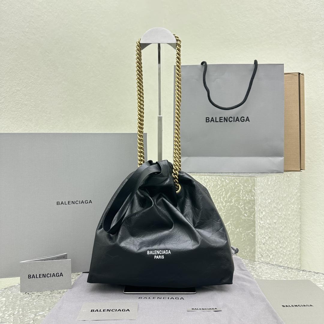 Balenciaga Women's Crush Small Tote Bag In Black - DopestKickz