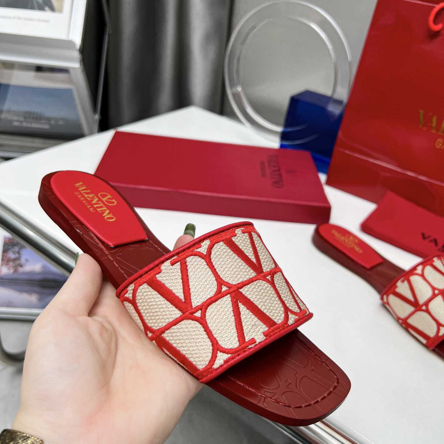 Valenti Toile Iconographe Slide Sandal  - DopestKickz