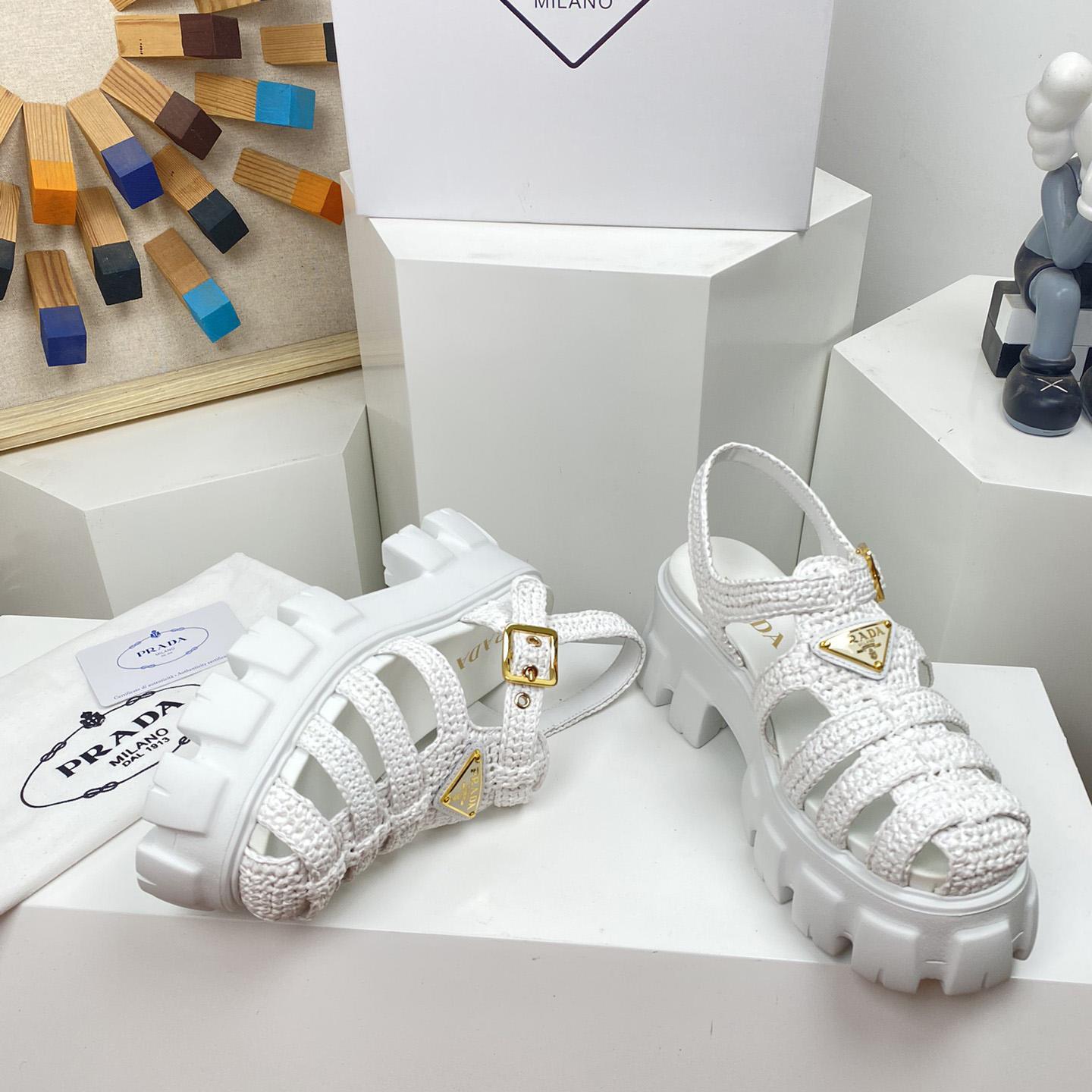 Prada Monolith Crochet Cage Sandals - DopestKickz