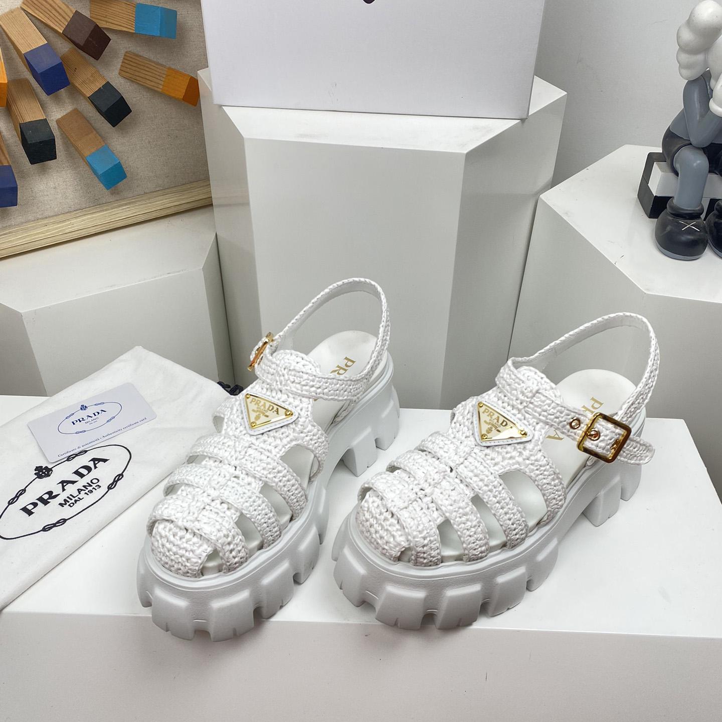 Prada Monolith Crochet Cage Sandals - DopestKickz