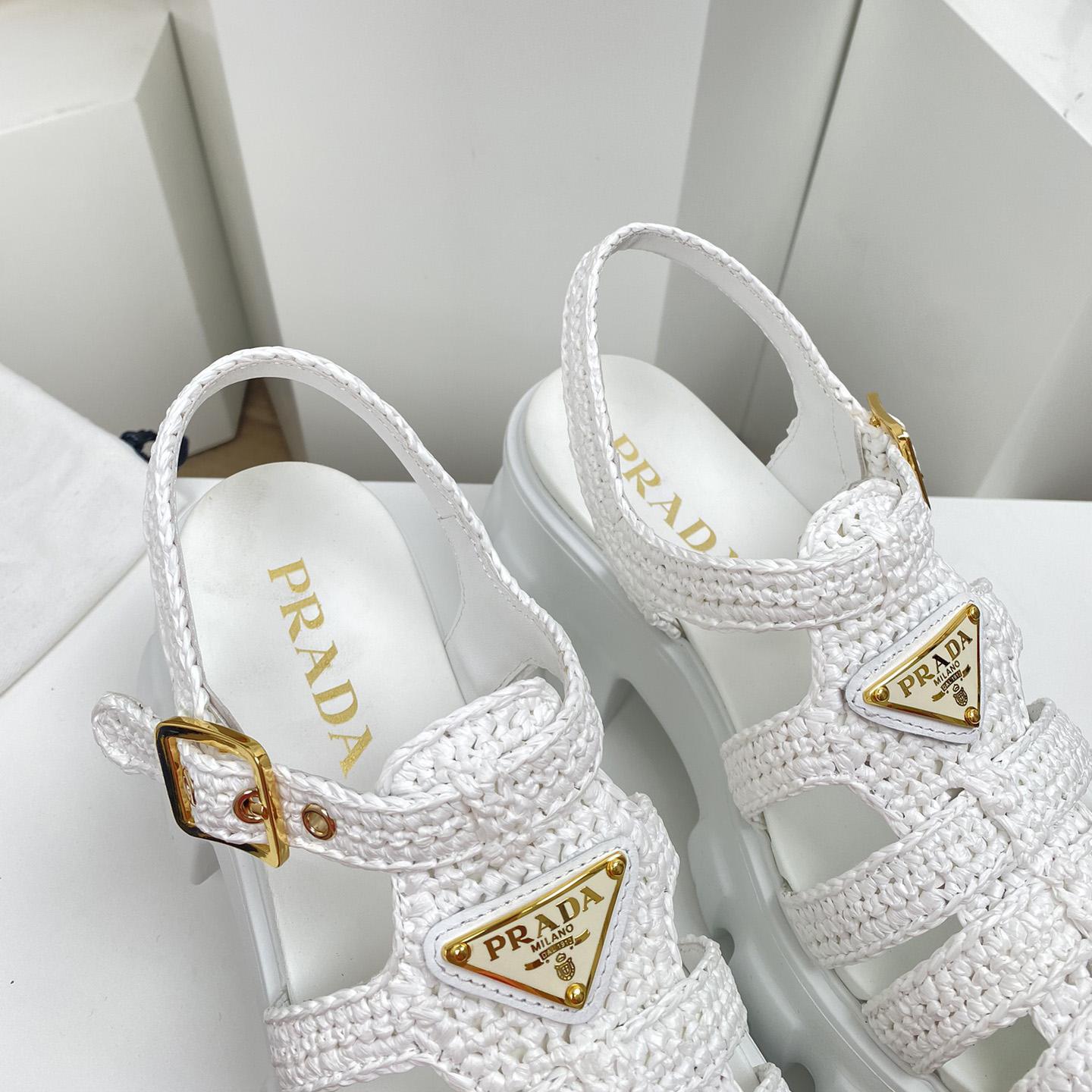 Prada Monolith Crochet Cage Sandals - DopestKickz