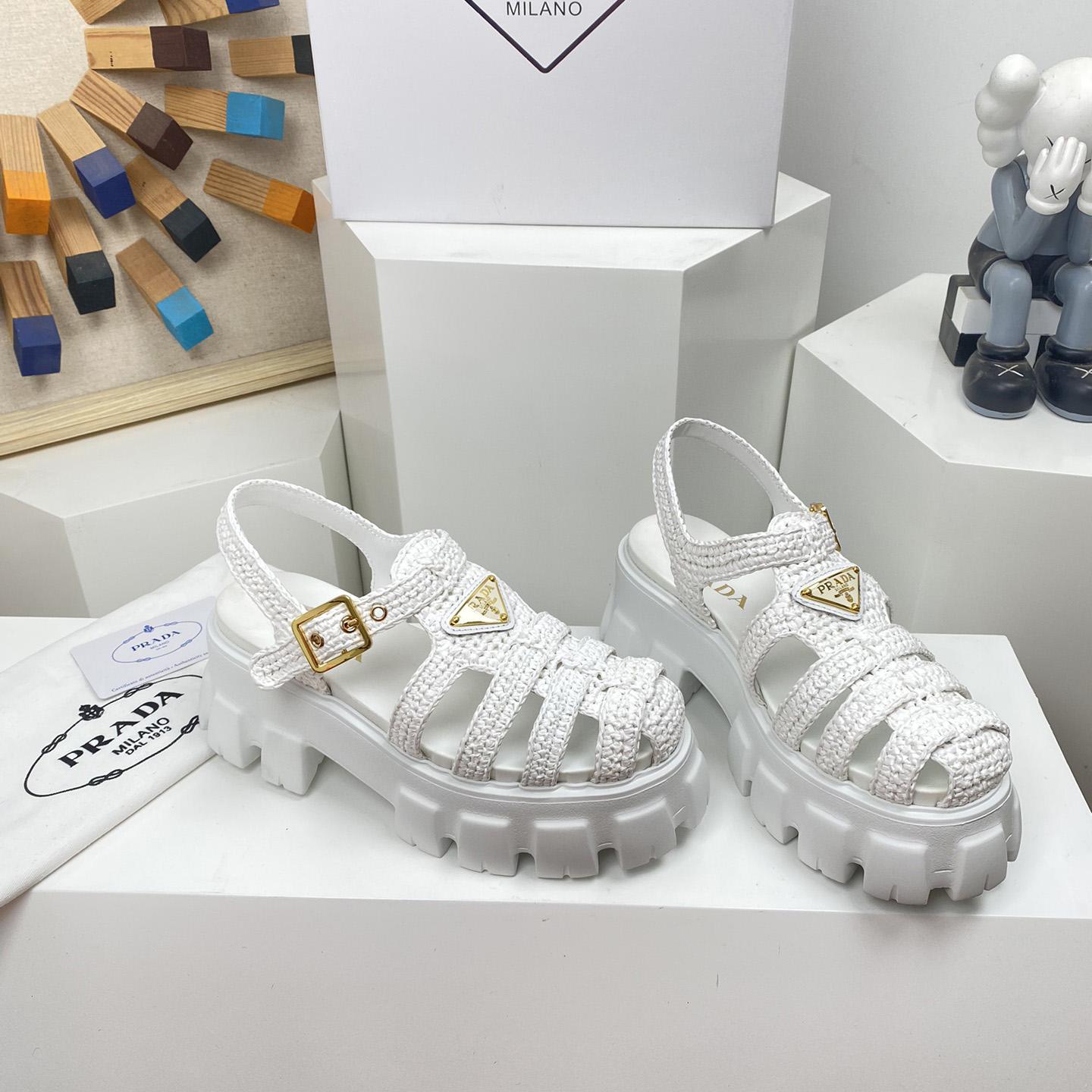 Prada Monolith Crochet Cage Sandals - DopestKickz