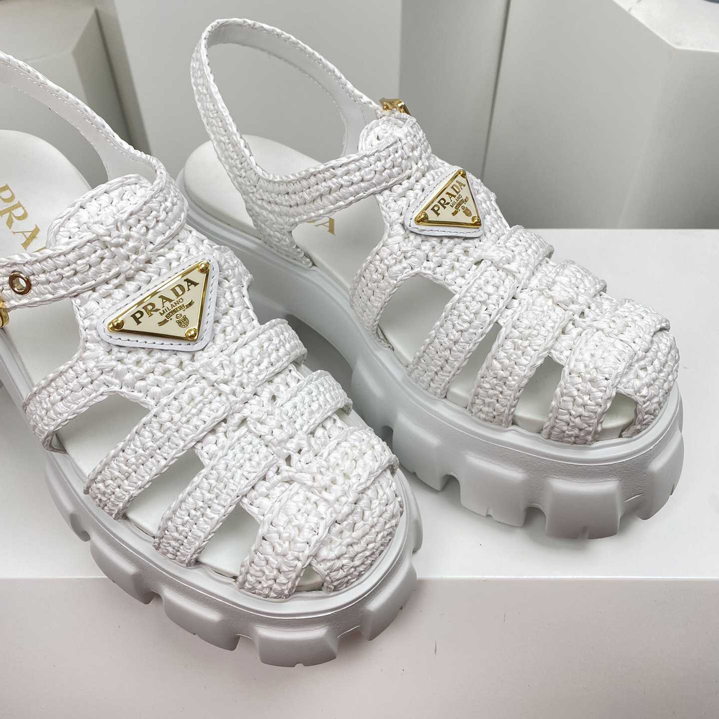 Prada Monolith Crochet Cage Sandals - DopestKickz