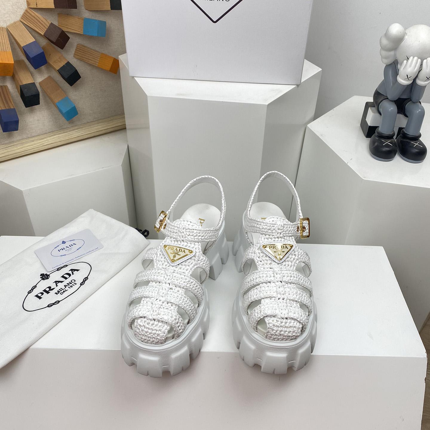 Prada Monolith Crochet Cage Sandals - DopestKickz