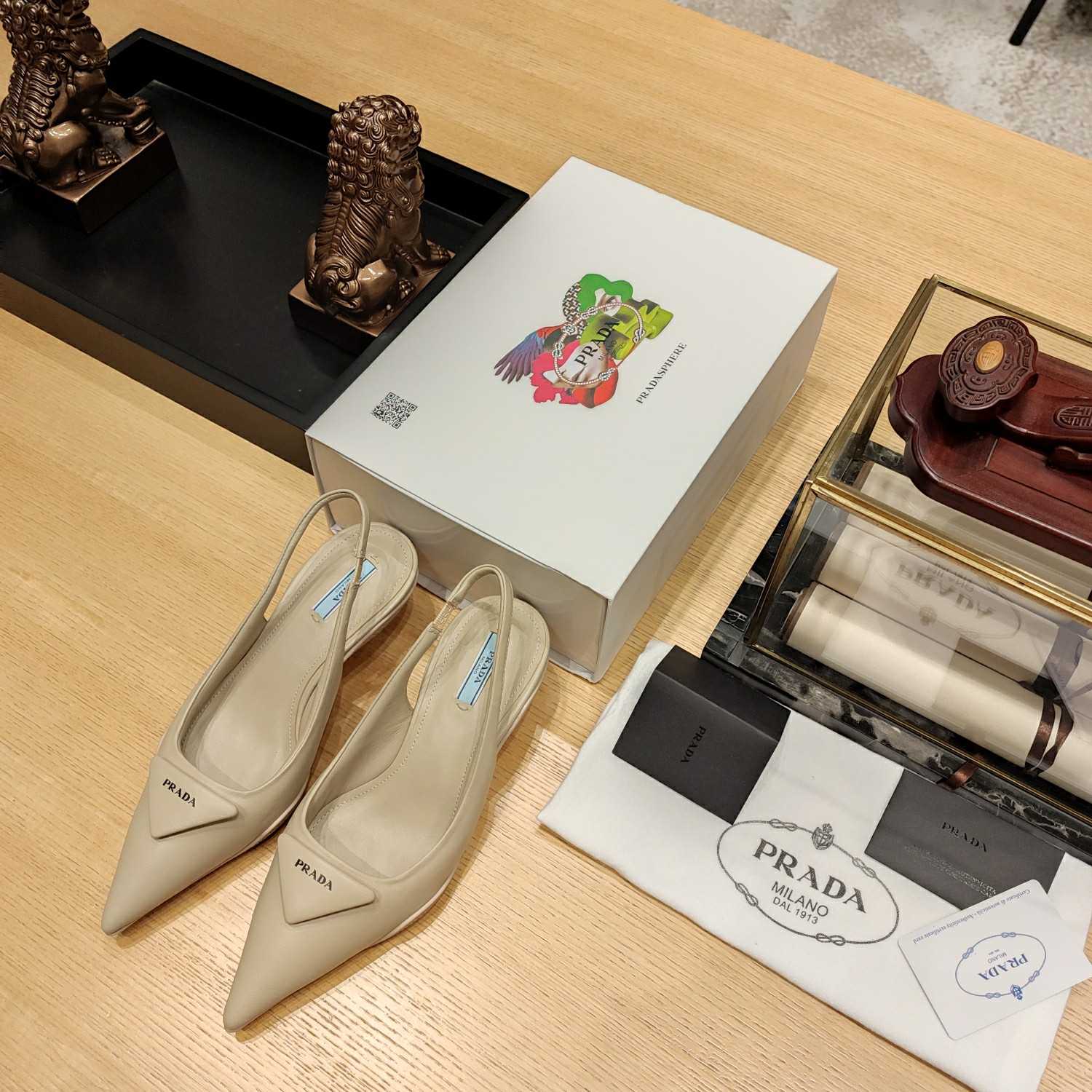 Prada Soft padded Leather Slingback Pumps - DopestKickz