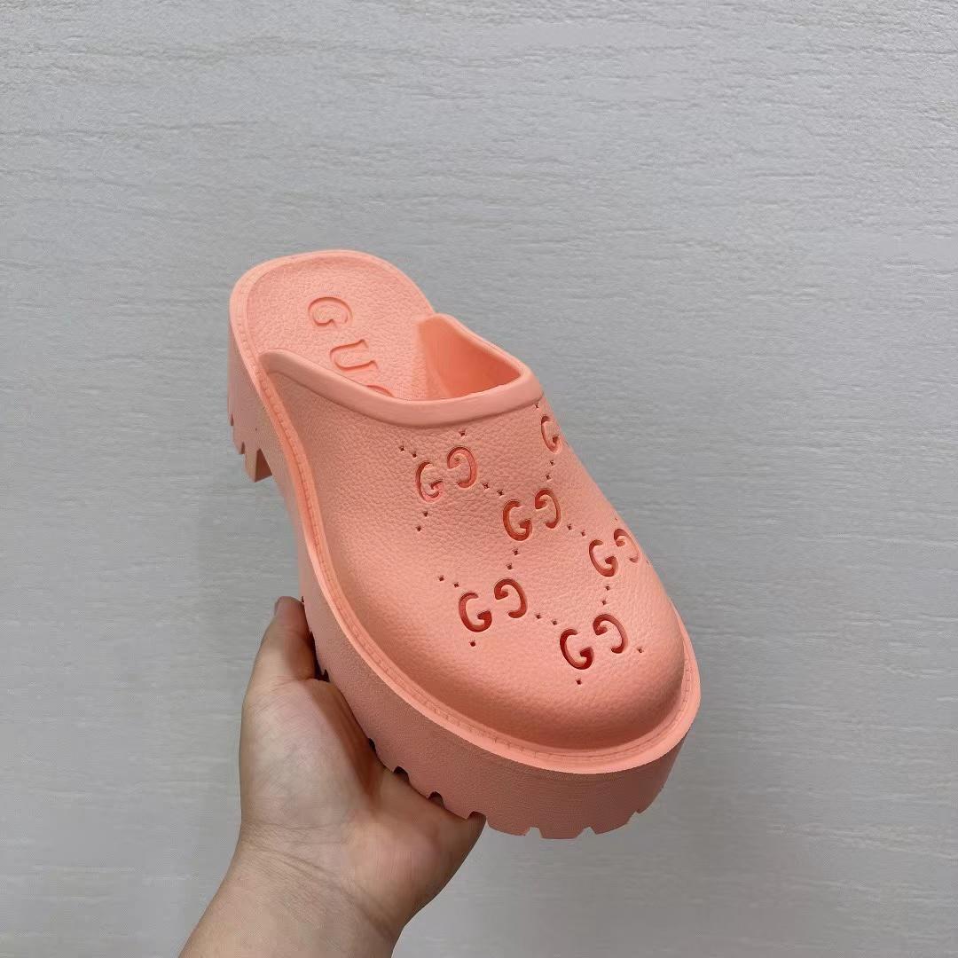 Gucci Pink Rubber Mules - DopestKickz